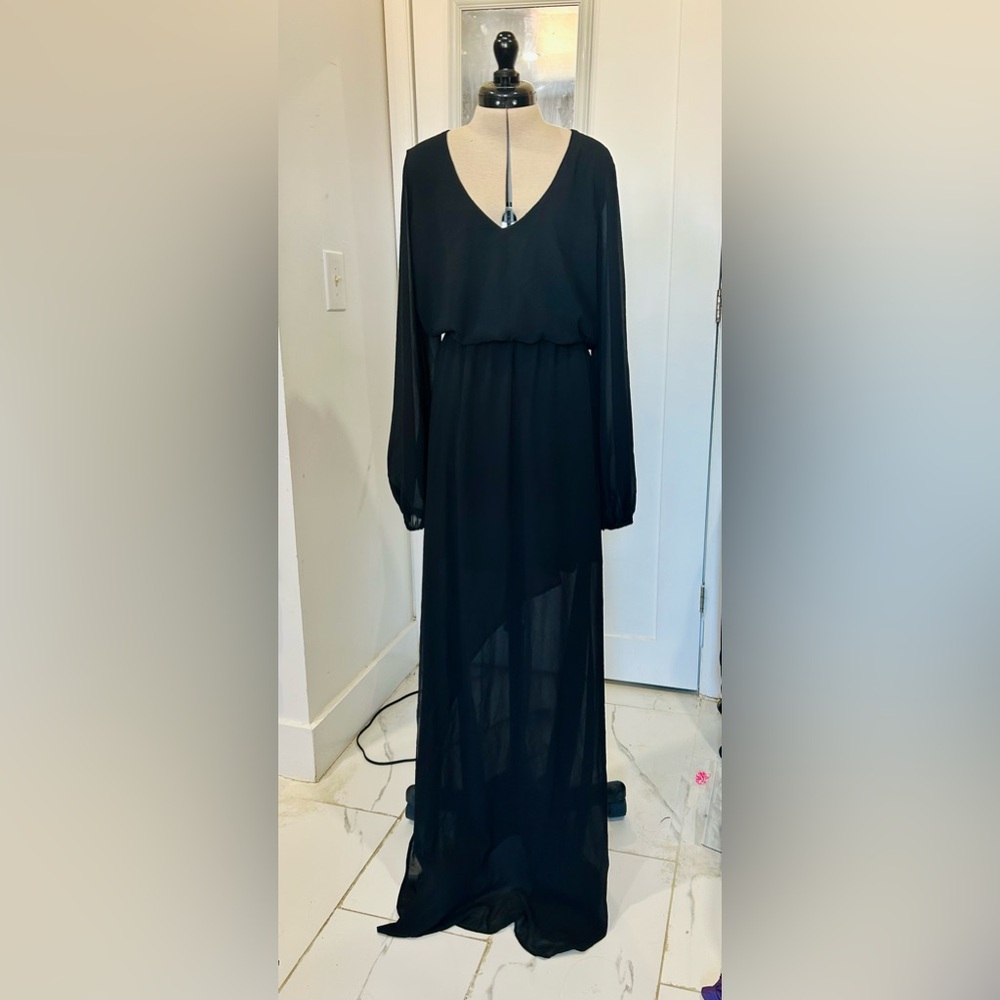 Show Me Your MuMu Black Long Sleeve Maxi Dress
